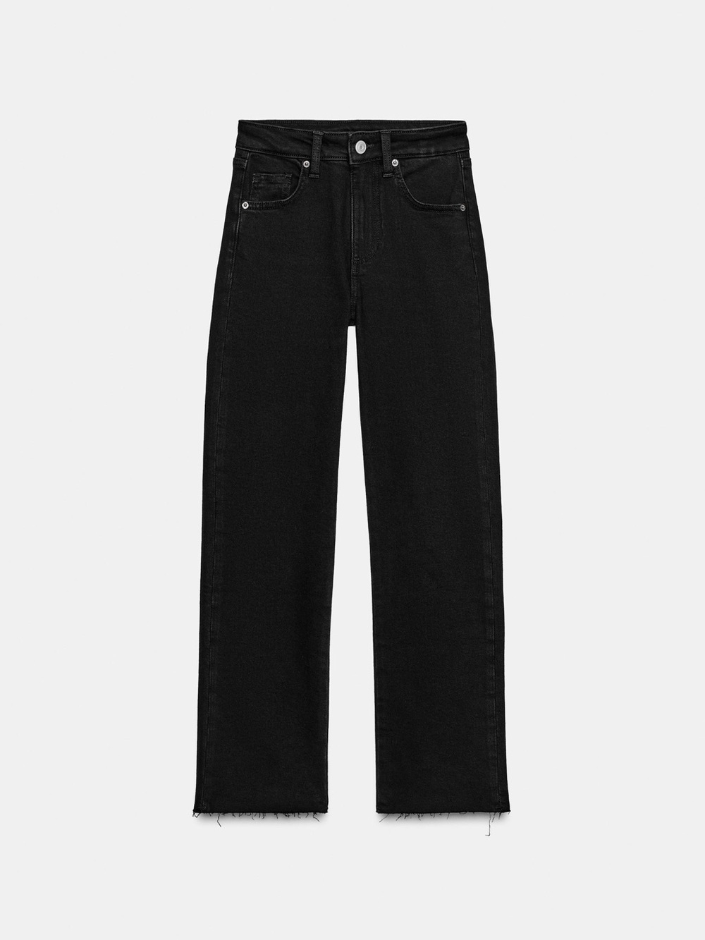 Mango Black High-Rise Wide-Leg Jeans